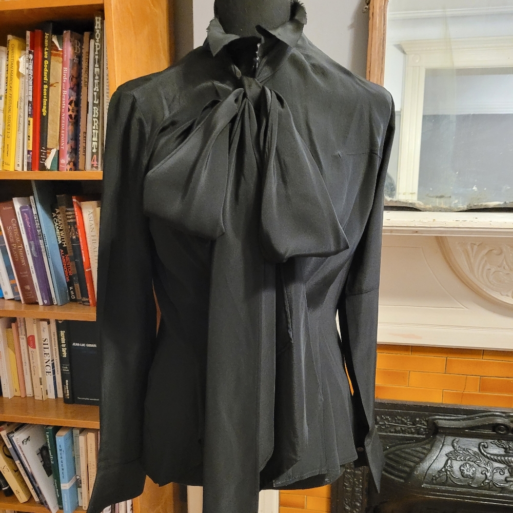 Yohji Yamamoto silk blouse long bow ties sz 1